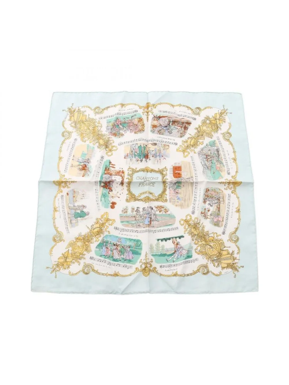 Hermes Scarf Petit Carre 45 Chansons de France Silk